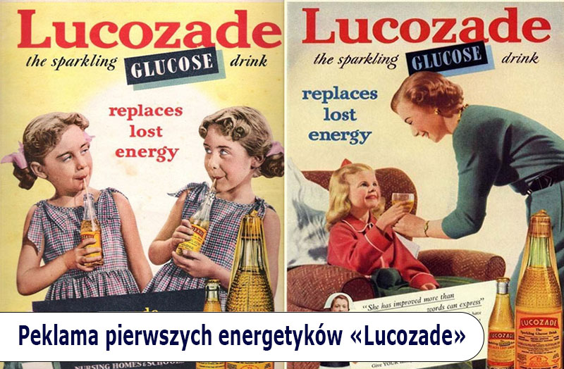Рeklama pierwszych energetyków «Lucozade»